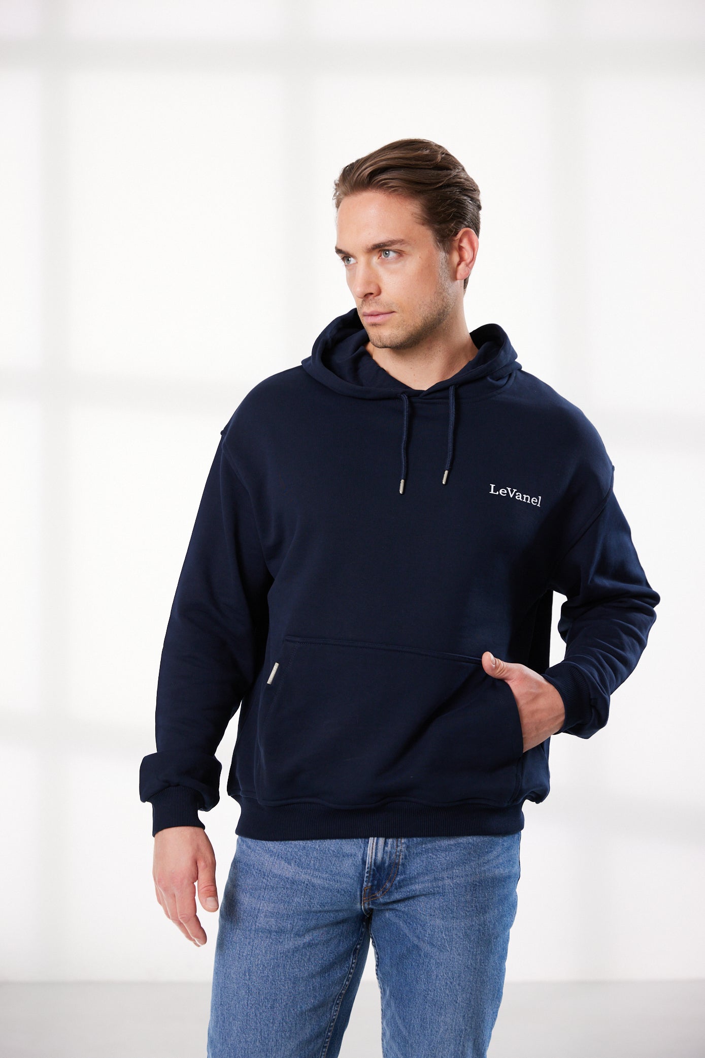 Herren Oversized Hoodie blau - The World is a Movie