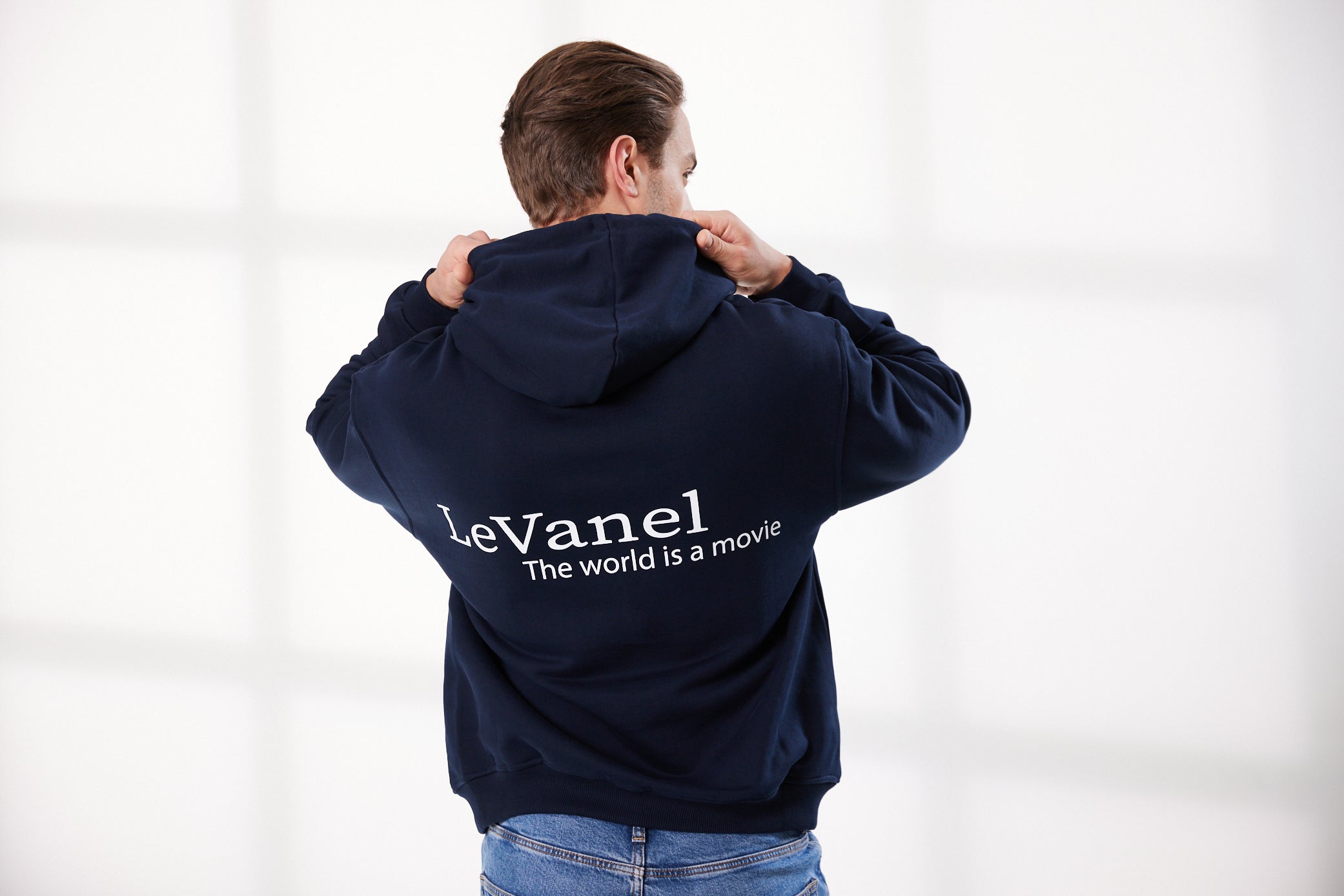 Herren Oversized Hoodie blau - The World is a Movie