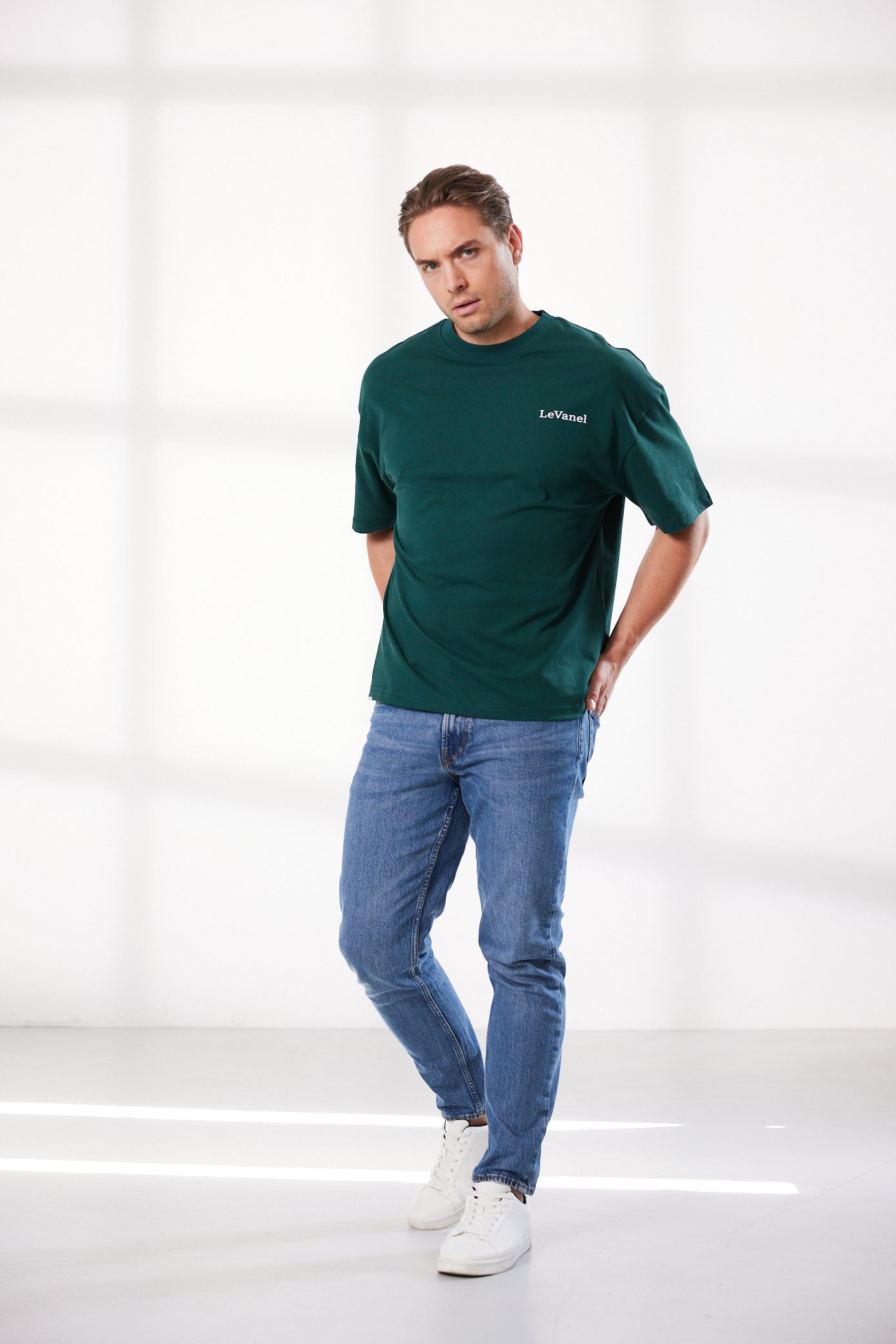 Men's oversized shirt green - The world is a movie