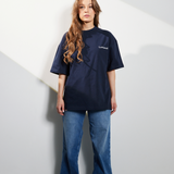 Damen Oversized T-Shirt blau - The world is a movie