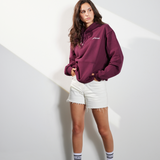 Damen Oversized Hoodie bordeauxrot - The world is a movie