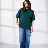 Damen Oversized T-Shirt grün - The world is a movie